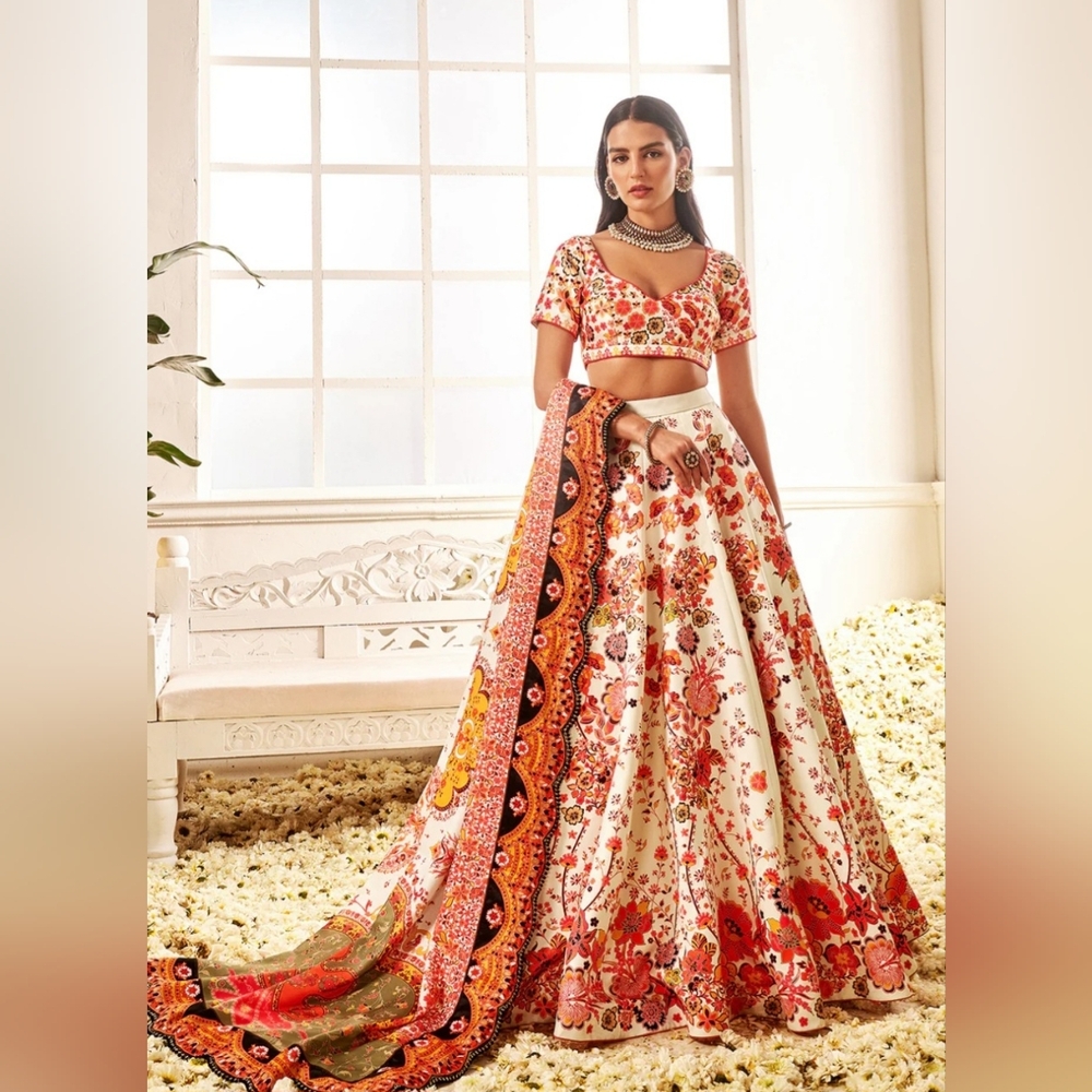 Lashkaraa lehengas - Orange Multicolor